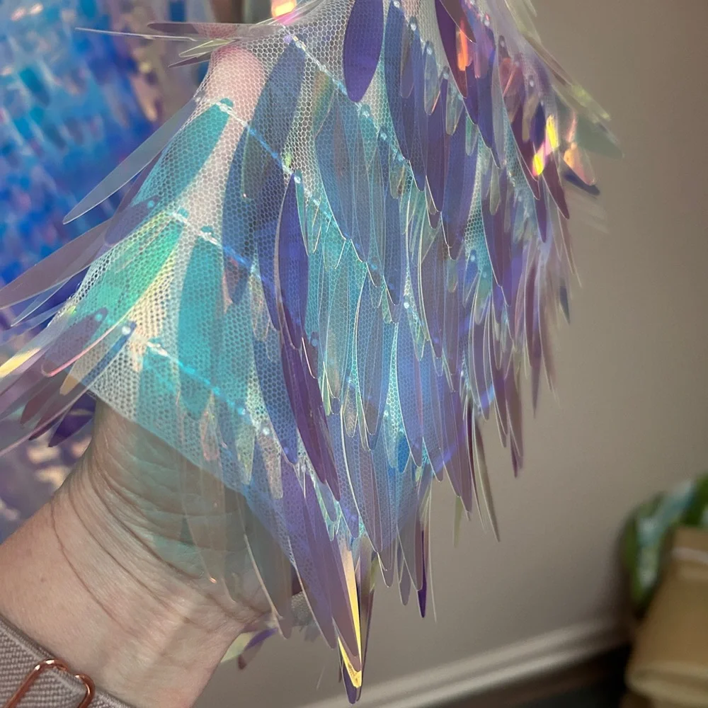 Iridescent Sequin Fringe Party Mini Body Con Dress M - Picture 6 of 16